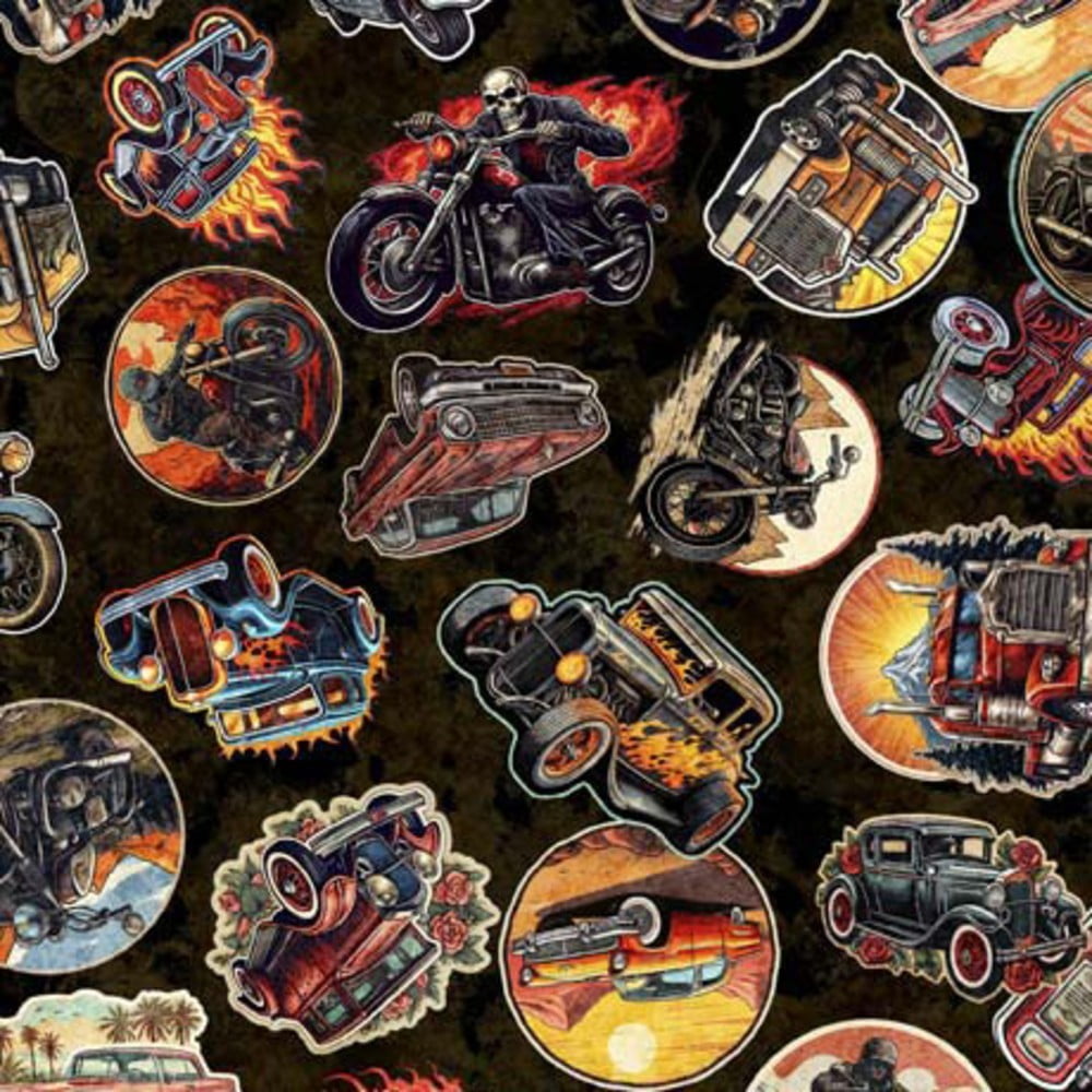 Heavy Metal Stickers Black Cotton Fabric (Yard) - Walmart.com