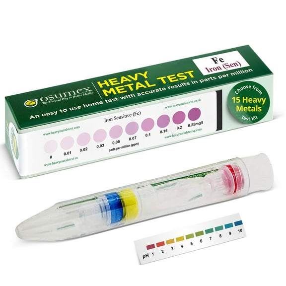 Heavy Metal Test Kits Iron Sensitive Test Kit - 1 Pack Heavy Metal Water Testing Kit, Well Water Testing Kits for Drinking Waters, Iron Tester for Urine, Food, Waters,& Other Materials