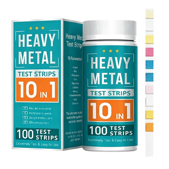 Heavy Metal Test Strips 10 in 1 100 Pack Water Quality Testing Kit for Multiple Metal Parameters Suitable for Home School Laboratory Use