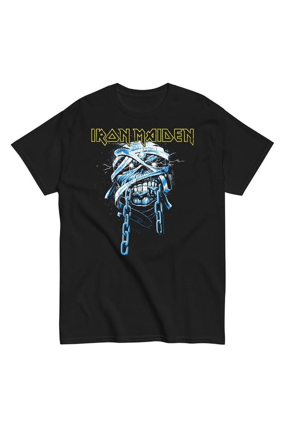 Heavy Metal Warrior Shirt – Chain Mask Graphic Tee for Rock Fans in Black