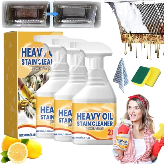 Heavy Oil Cleaner Stain, 2026 New Kitchen Foam Cleaner Spray, All Purpose Kitchen Heavy Oil Cleaning Agent, Fast Foaming and Stain Removing for Countertops, Ovens, and Appliances (3pc)