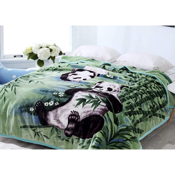 Heavy Panda Bear Blanket Queen Size - Lint-Free Warm Thick Korean Mink, Soft Plush Full Bed Throw for Adults, Women, Men - Cozy Kung Fu Panda Design San Marcos Mexican Velvet