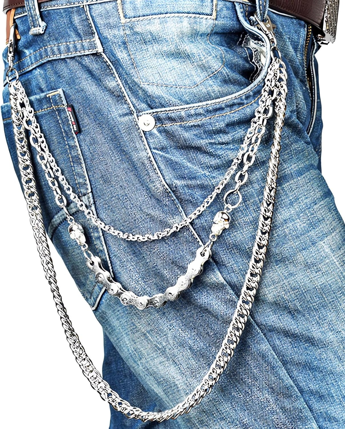 パンツ Chain Keystrap Printing Denim 3D Printed Trouser Chain Loose Washed Digital Graffiti
