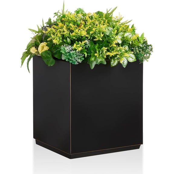 Heavy Planter Box, No Assembly Required, Seamless Outdoor Planter with Hand Brushed Rim