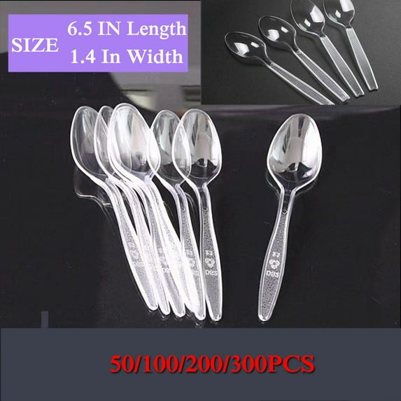 Heavy Plastic Spoons, Advanced Disposable Spoons, Durable Plastic Tableware, Suitable for Parties, Picnics, Large-scale Activities and Daily Use-heat-resistant and Bisphenol-free-transparent.