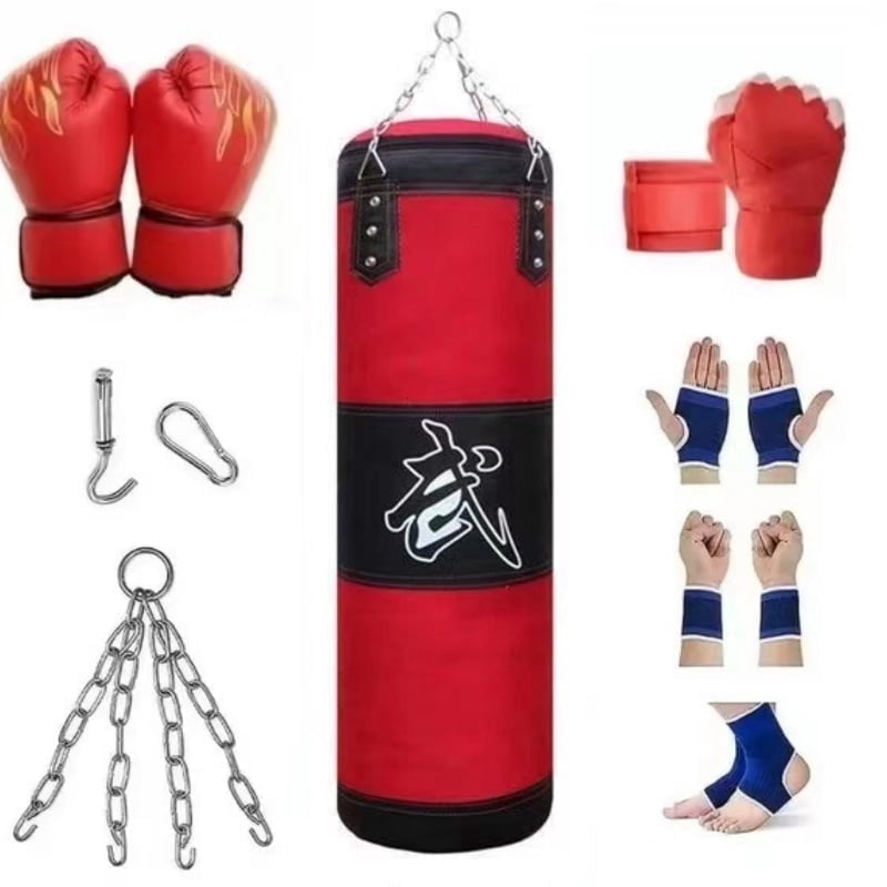 Heavy Punching Bag for Adults Youths Kids - Indoor/Garden Boxing Bag Unfilled Boxing Bag Set with Punching Gloves, Wraps, Chain, Ceiling Hook - Best Birthday Gift for Sports Fans