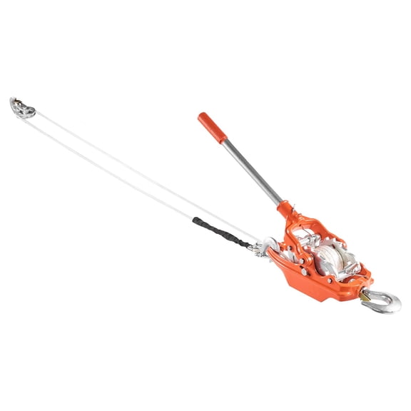 Heavy Ratchet Rope Puller, 6614 lbs, 35 ft x 0.3" Rope & 2 Hooks, Come Along Winch for Tree/Boat/Road Recovery