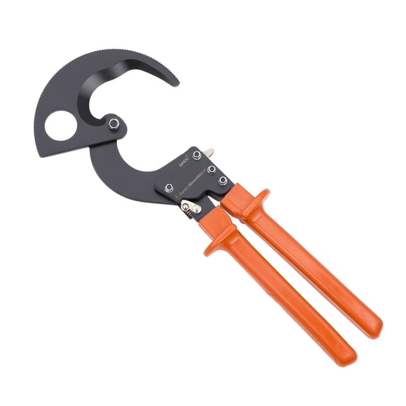 Heavy Ratcheting Cable Cutter, Spring Steel Blades, PVC Handles, Quick Release, Cuts Copper/Aluminum /400mm
