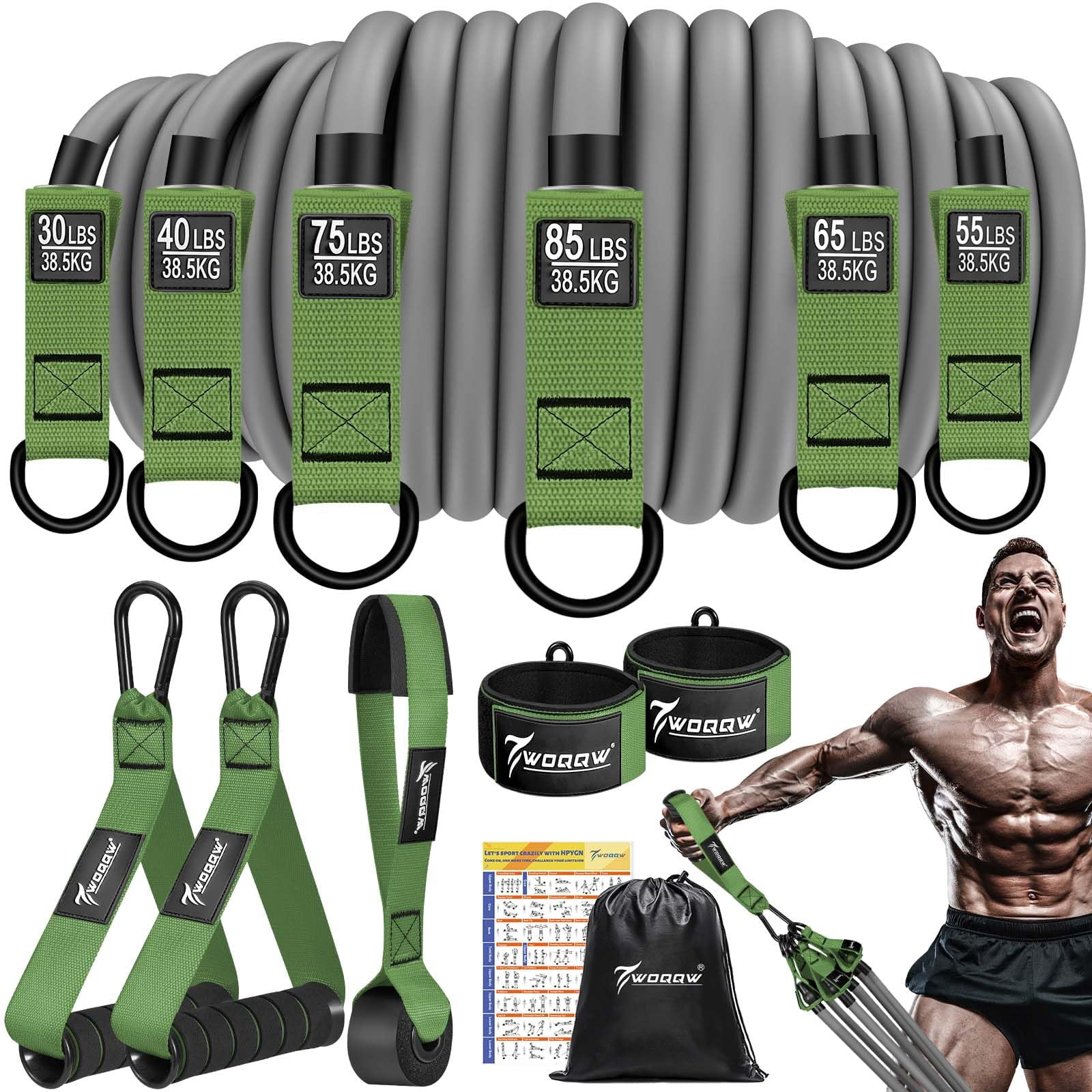 Heavy Resistance Bands for Working Out, 350lbs/450lbs Exercise Bands with Handles, Workout Bands Set for Men, Fitness Weight Bands for Muscle Strength Training,Stretching,Slim,Home Gym Equipment