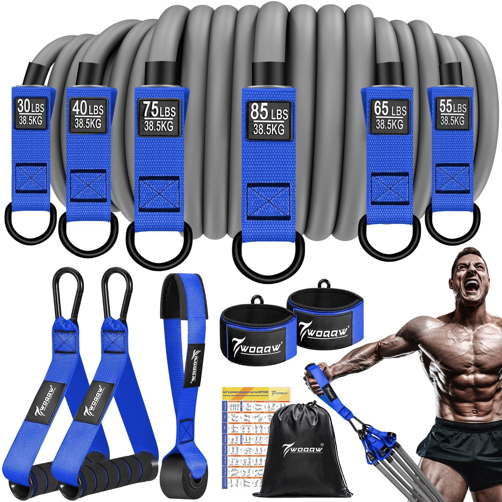 Heavy Resistance Bands for Working Out, 350lbs/450lbs Exercise Bands with Handles, Workout Bands Set for Men, Fitness Weight Bands for Muscle Strength Training,Stretching,Slim,Home Gym Equipment