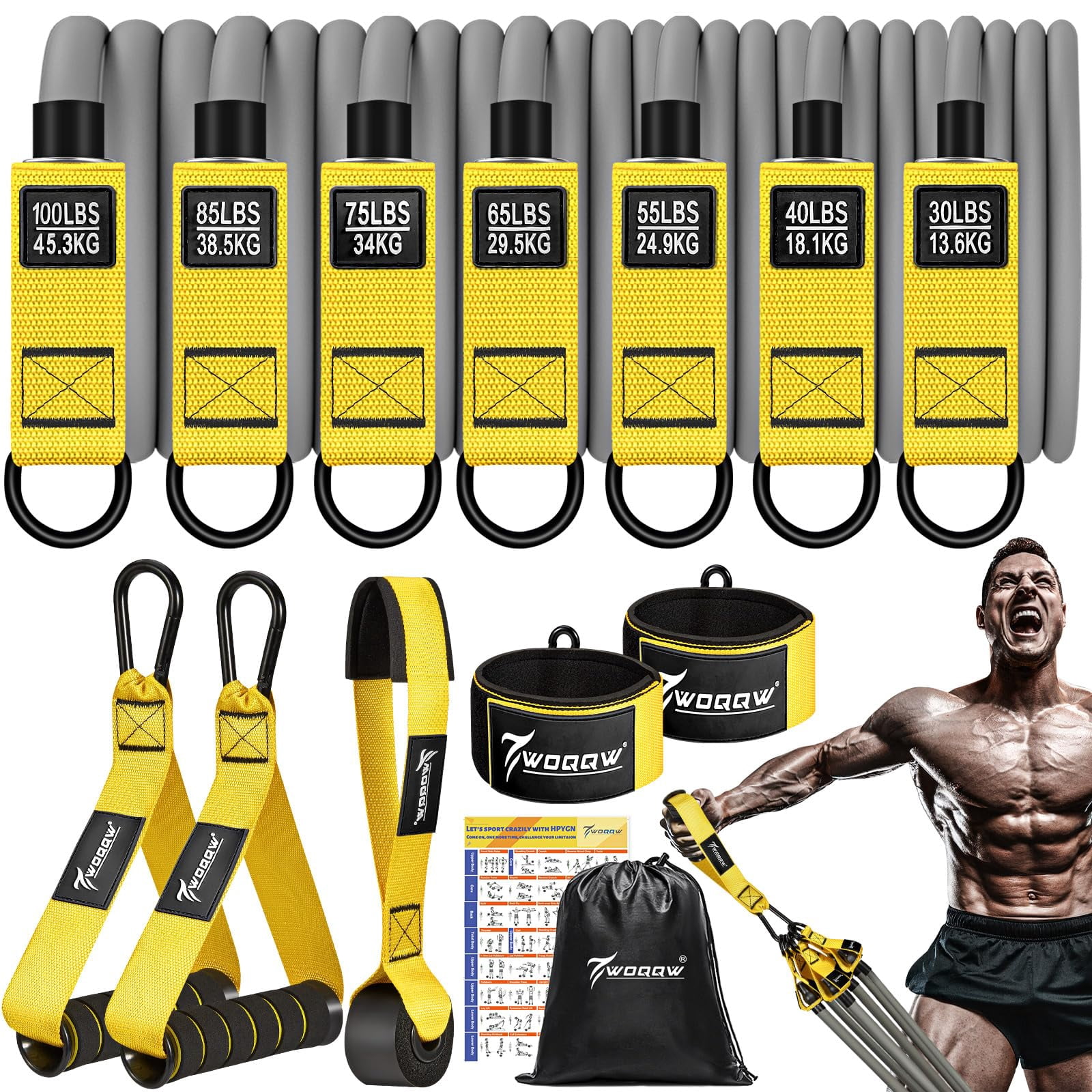 Heavy Resistance Bands for Working Out, 350lbs/450lbs Exercise Bands with Handles, Workout Bands Set for Men, Fitness Weight Bands for Muscle Strength Training,Stretching,Slim,Home Gym Equipment