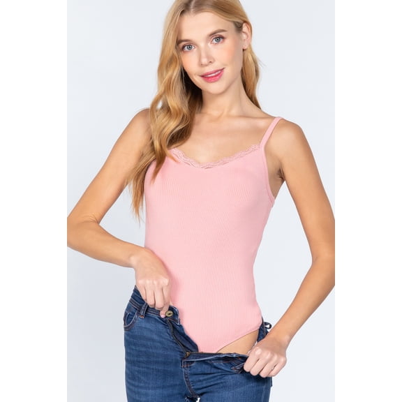 Heavy Rib Cami W/lace Bodysuit S
