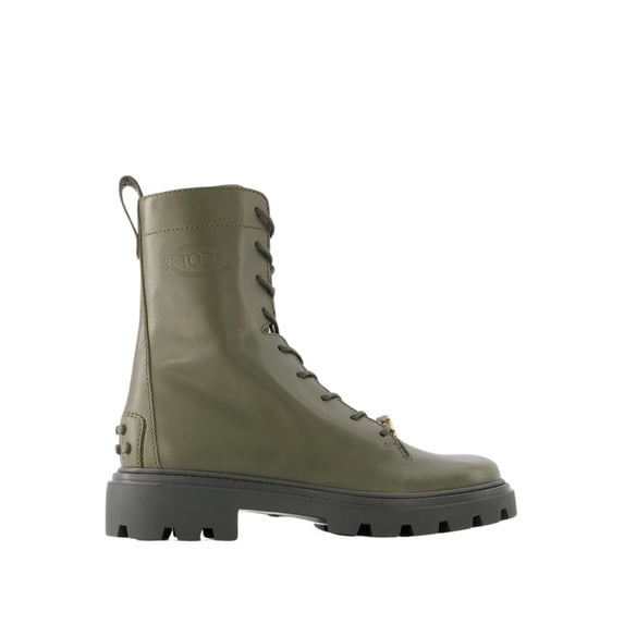 Tod's Woman Gomma Pesante Boots - Leather - Kahki Green Sizes EU 34-50 2/3