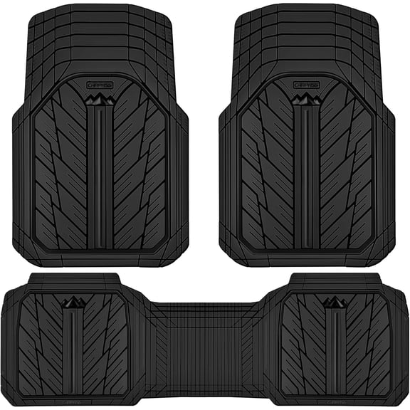Heavy Rubber Car Floor Mats, Deep Waterproof Car Mats All Weather, Universal Trim-to Fit Automotive Floor Mats for Car SUV Truck Van, Durable Floor Liners Solid Black