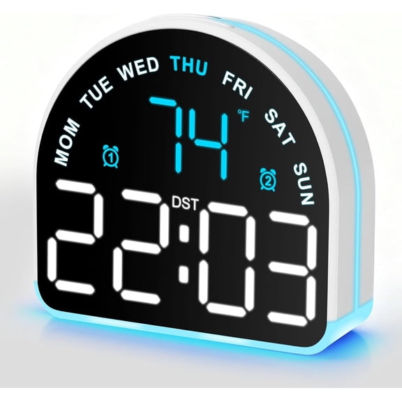Heavy Sleeper Alarm Clock: Super Loud Alarm & Gentle Wake-Up Light for Adults, Kids, Teens | Digital Display with Time & Temperature | Adjustable Brightness & USB Charger | Compact Clock