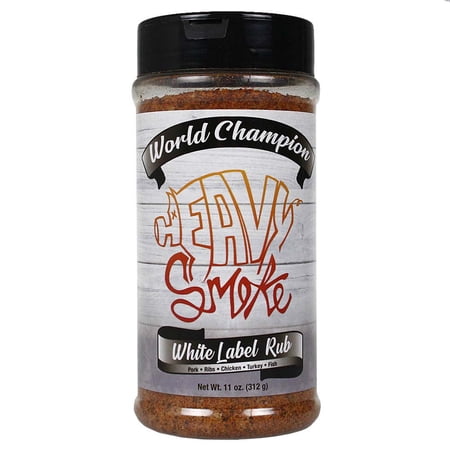 Heavy Smoke White Label BBQ Rub and Seasoning 11 Oz Bottle For Pork Ribs and Chicken