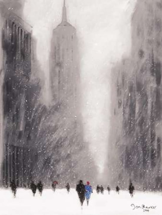 Heavy Snowfall 5th Avenue - New York Canvas Art - Jon Barker (18 x 24)