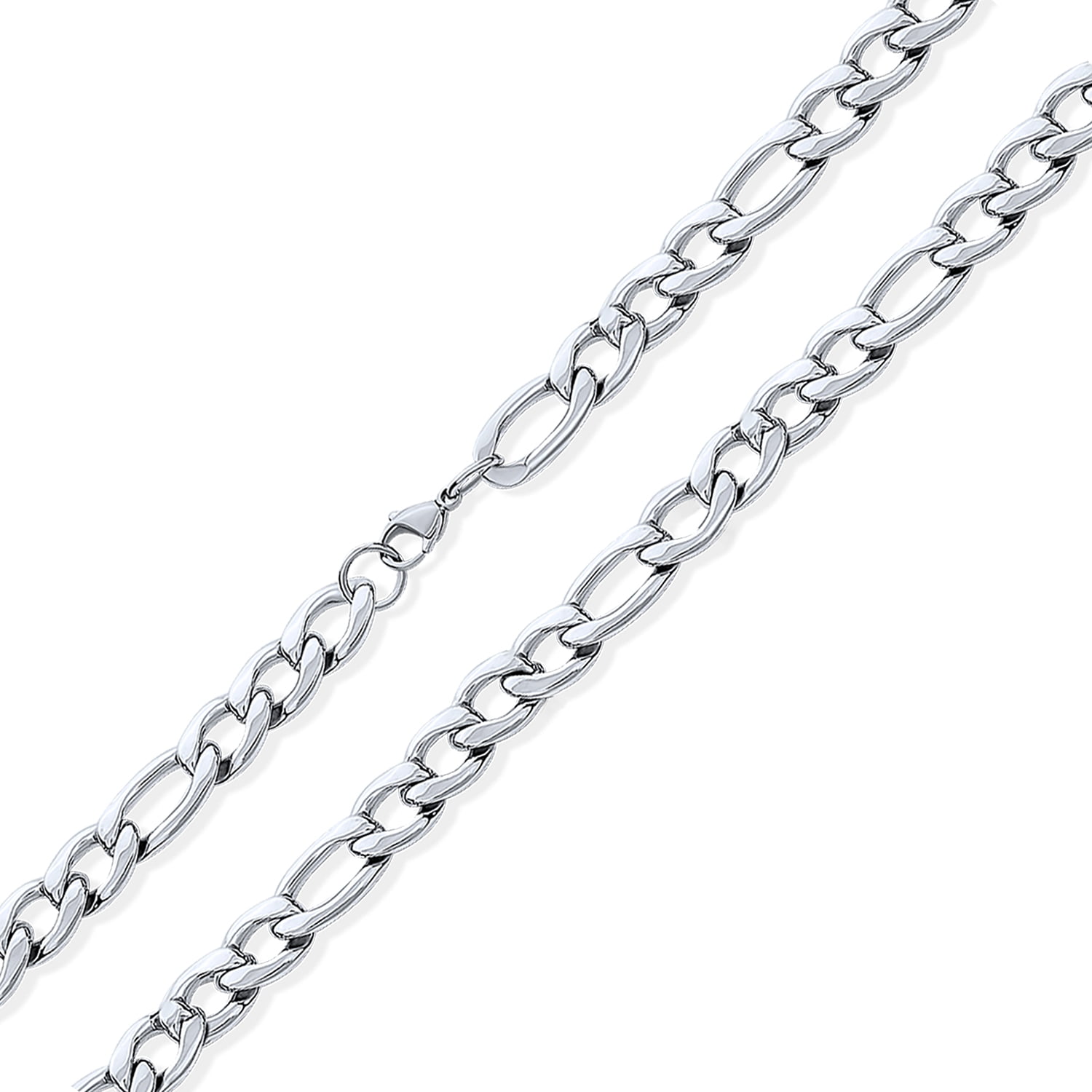 7mm Stainless Steel Figaro Chain Necklace for Men