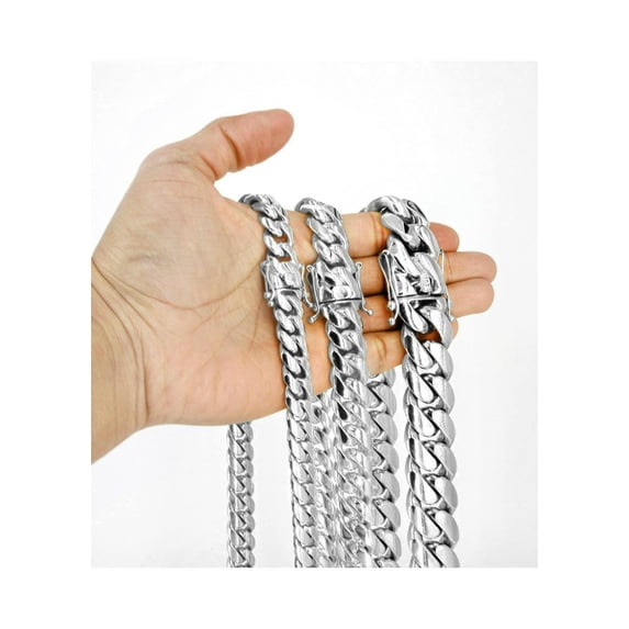 Heavy Solid White Gold Miami Cuban Link Chain Customizable (10MM-20MM)