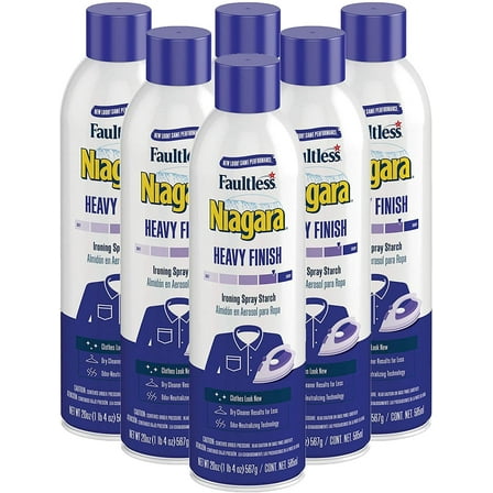 Heavy Starch Spray (20 oz, 6-Pack) - Niagara Heavy Finish Liquid Starch: Iron Aid Spray Pack for Clothes & Fabrics