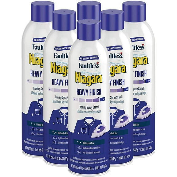 Heavy Starch Spray (20 oz, 6-Pack) - Niagara Heavy Finish Liquid Starch: Iron Aid Spray Pack for Clothes & Fabrics
