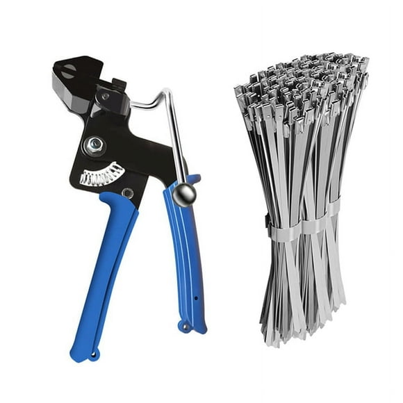 Heavy Steel Cable Tie Tool, Include 100 PCS Stainless Steel Cable Ties, Suitable for Home, Office, and Industrial Use