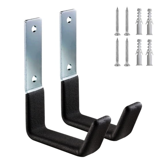 Heavy Steel Garage Storage Hooks | Heavy Duty Wall Mount Hooks for Bikes, Ladders & Tools | 50Lb Weight Capacity | Coated Steel | Easy to Install