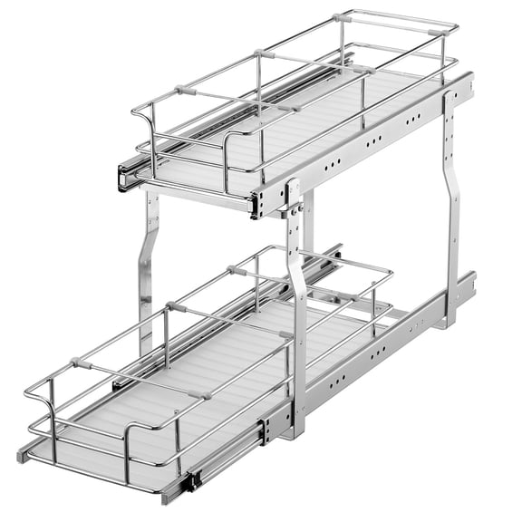 Heavy Steel Pull Out Cabinet Drawer Organizer, 8.5"W x 21"H Slide Out Storage Rack, Fit 10"W Cabinet Opening