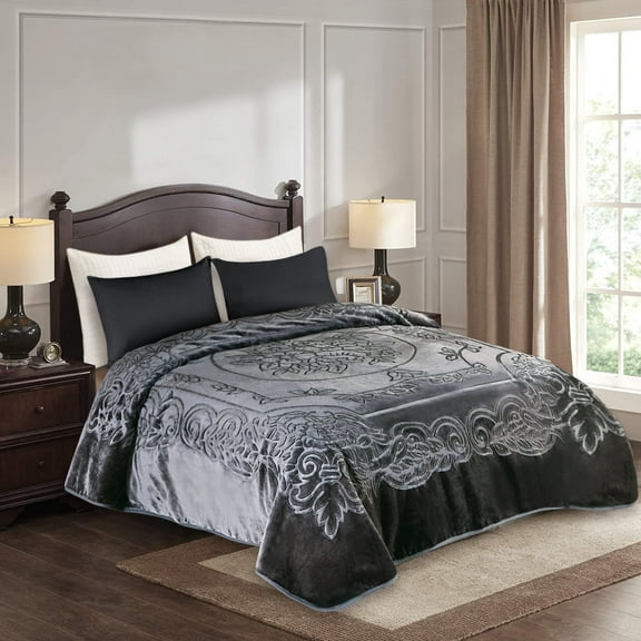 Heavy Thick Bed Blanket 9Lb for Winter,1 Ply Warm Plush Bed Blanket King,85"x95",Dark Grey