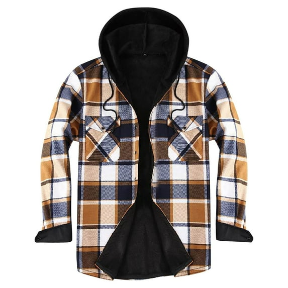 Heavy Thick Flannel Plaid Jacket Sherpa Fleece Lined Hoodies for Men Zip Up Winter Warm Coat Buffalo Zipper Sweatshirt