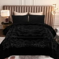 thumbnail image 1 of Heavy Thick Fleece Blanket King Size, 9lbs,1 Ply Silky Soft Warm Flower Embossed Raschel Winter Blanket, Minky Soft Plush Blanket for Sofa Bed, 85"x95", Black, 1 of 5