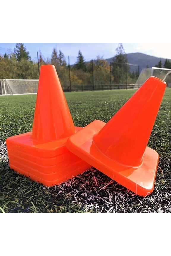 Heavy & Tough Cones - Won't Fly Away in Wind or Crack - Various Colors & Packs - Pro Training Cones - 6" Size (20 Pack, Orange)