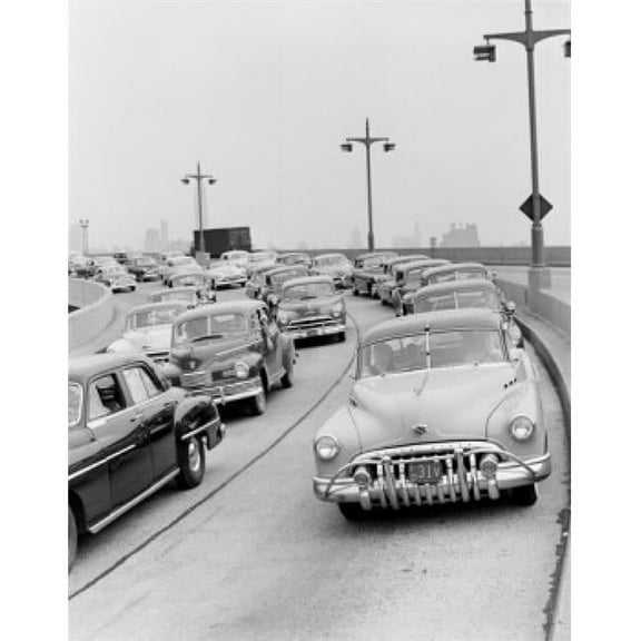 Heavy Traffic on the Broad Ramp Approach to the Lincoln Tunnel Poster Print - 18 x 24 in.