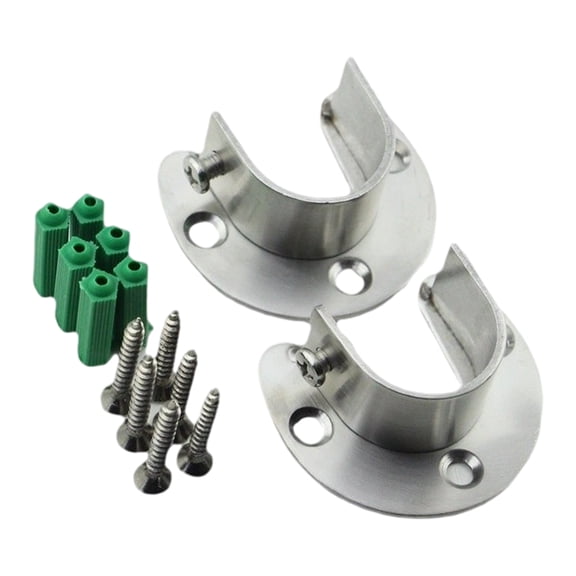 Heavy-Type Stainless Steel Round Pipe Mounting Brackets - Ceiling/Wall Hangers for Towels & Clothing Rods
