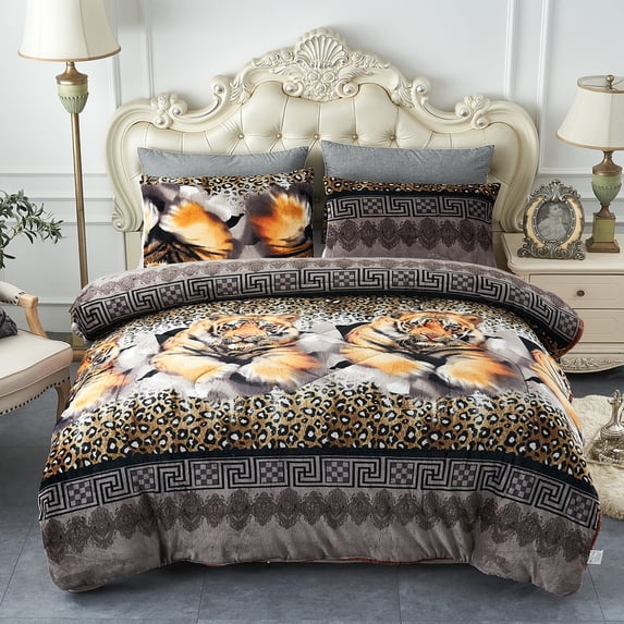 Heavy Warm Sherpa Fleece Bed Blanket and Pillowcase Set, Warm Down Alternative Comforter Set 3 Pieces King Size 79"x91",6.5lb