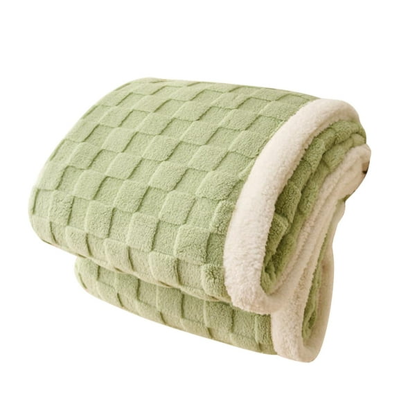 Heavy Warm Sherpa Throw Blanket, Luxury Thicken Plush Flannel Blanket for All Season Winter, No Shed No Pilling, Cozy Soft Reversible Check Fleece Throw Blanket for Bed and Couch, F