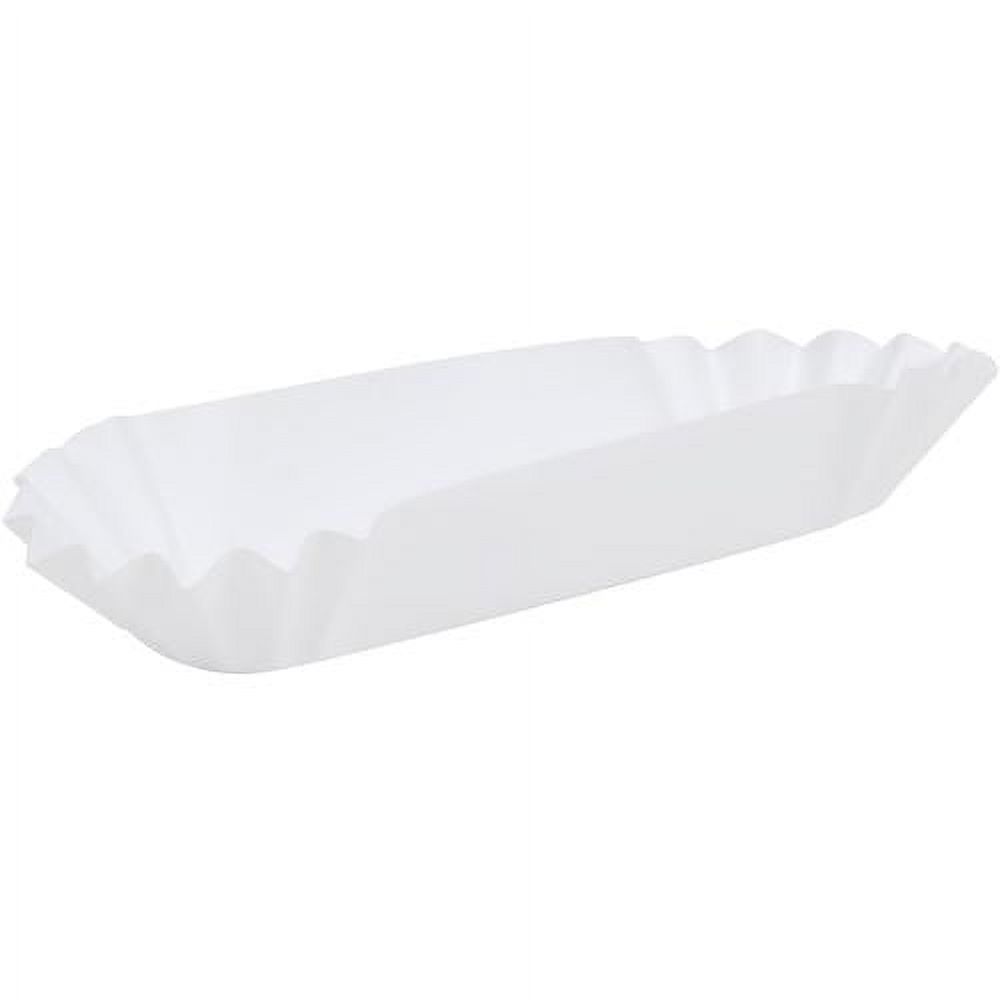 Heavy Weight 6" White Paper Fluted Hot Dog Tray 50 Count
