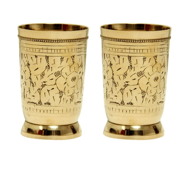 Heavy Weight Brass Glass for Water, Embossed,260 ml (1 Piece)