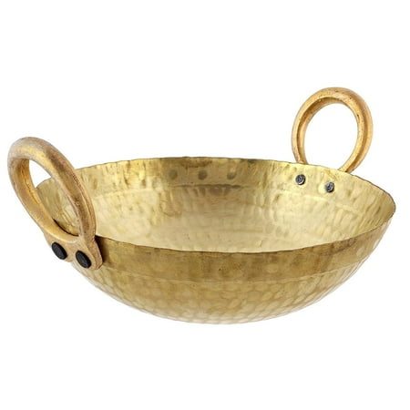Heavy Weight Brass Pital Kadhai/Frying Pan with Handle Kadai Cookware (1.5 Litter)