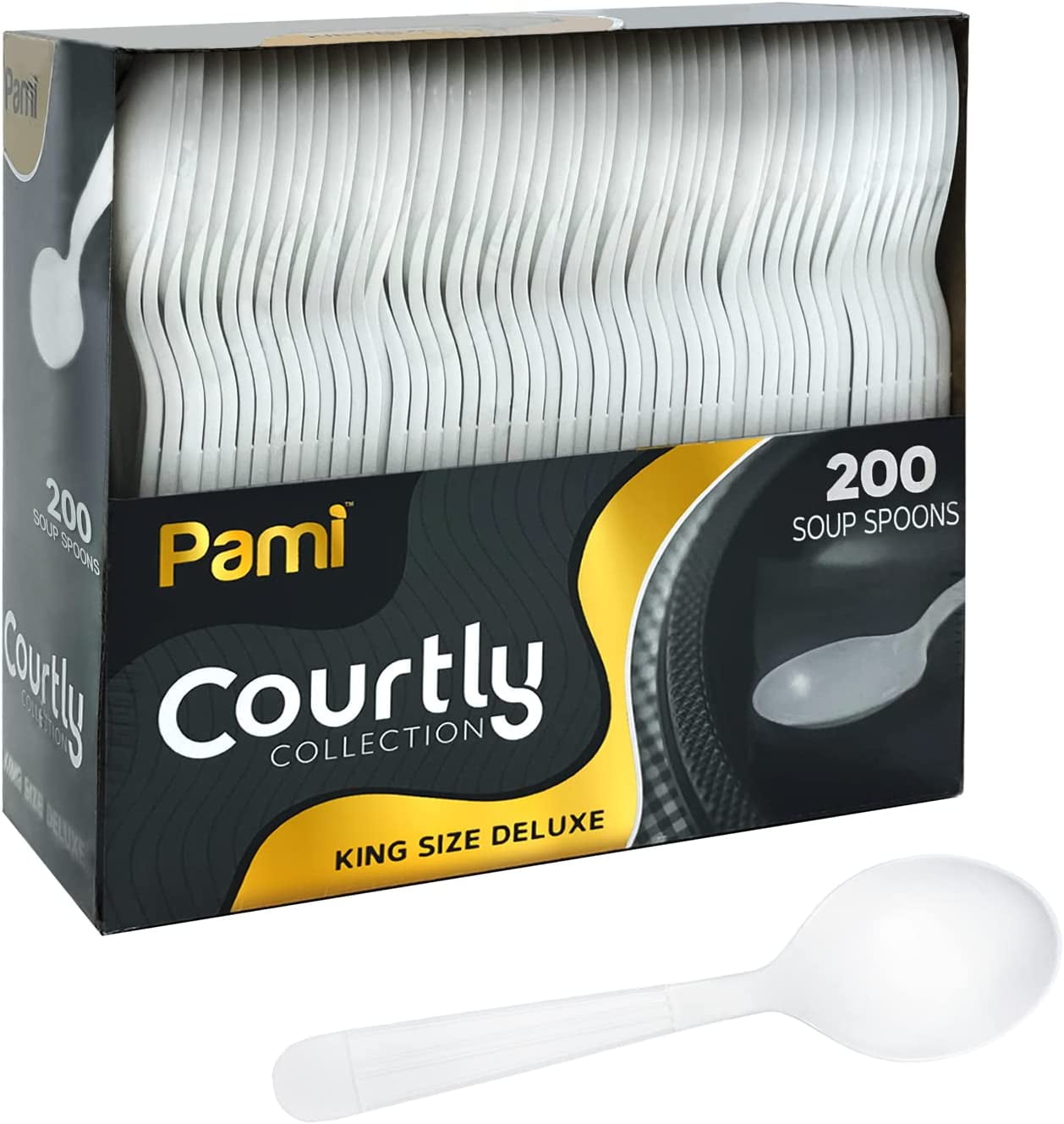 Heavy Weight Disposable Plastic Soup Spoons (200Pack) Deluxe