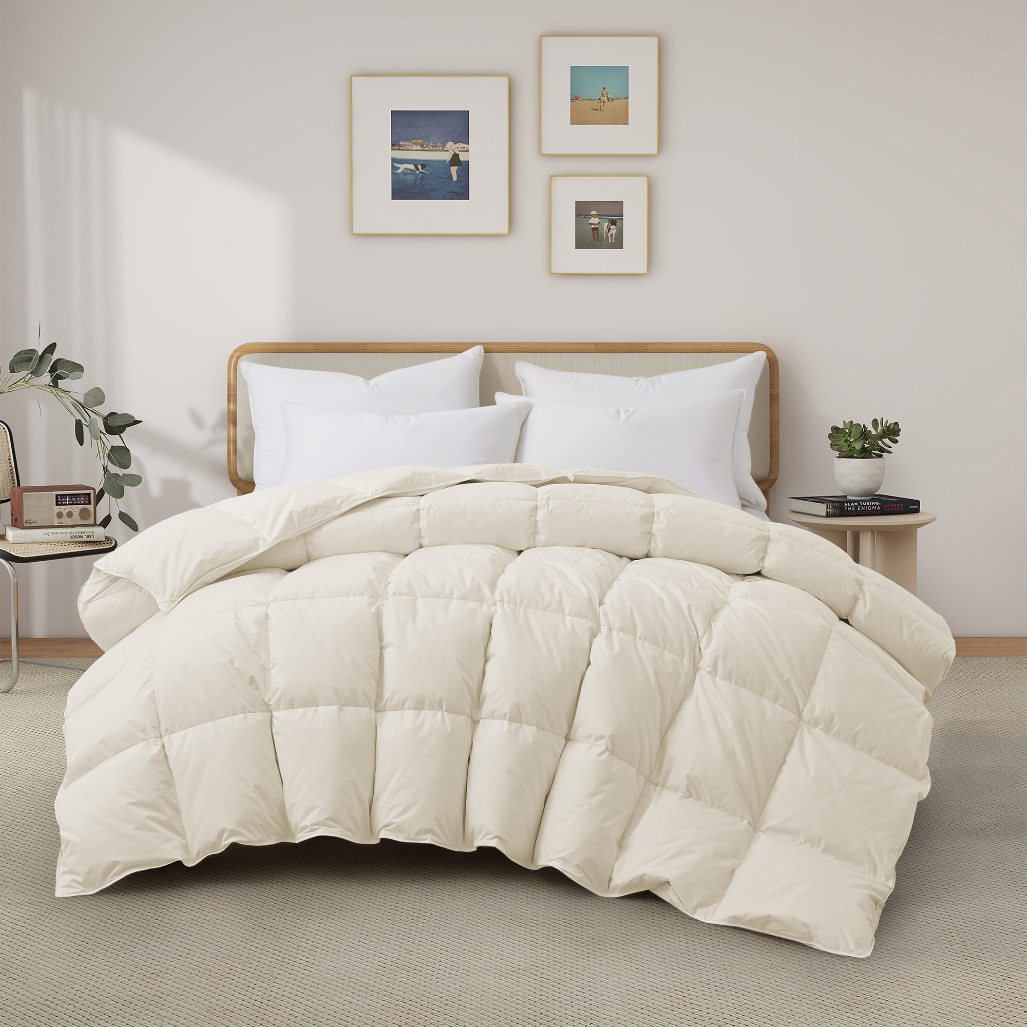 Heavy Weight Goose Feather Down Comforter Cotton Cover Winter Duvet
