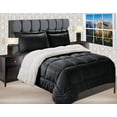 thumbnail image 1 of Heavy Weight Micromink Sherpa-Backing Reversible Down Alternative Micro-Suede 2-Piece Comforter Set, Twin, Black, 1 of 2