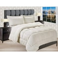 thumbnail image 1 of Heavy Weight Micromink Sherpa Backing Reversible Down Alternative Micro Suede 3 Piece Comforter Set, King, Ivory, 1 of 2