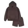 thumbnail image 1 of Heavy Weight Pullover Hoodie & 5" Fleece Short Set-BROWN-Large, 1 of 5