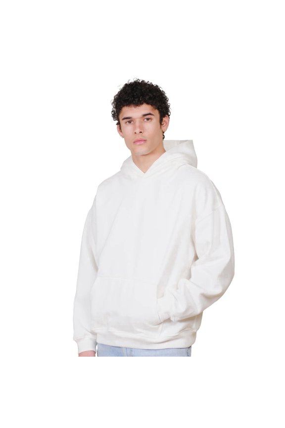 Men's Heavy Weight Pullover Hoodie, Drop Shoulder, Oversized Fit, White, XL