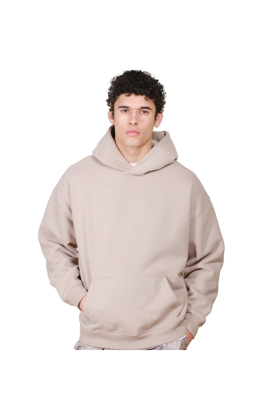 Men's Heavyweight Pullover Hoodie, Drop Shoulder, Casual Wear, Pumice Stone, Small