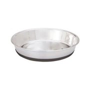 Heavy Weight Puppy Pan Feeders Shallow Pet Dish Short Snout Breeds Rubber Base (12oz)