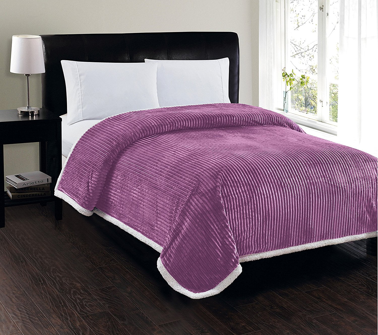 Heavy Weight Stripe Design Ultra Plush Blanket, Full/Queen, Lavender