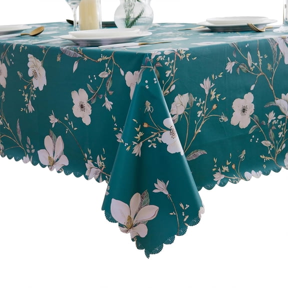 Heavy Weight Vinyl Tablecloth Waterproof Oil-Proof PVC Table Cloth Stain-Resistant Easy Care Plastic Table Cover for Indoor and Outdoor