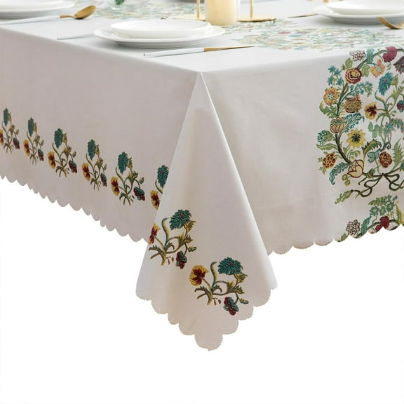 Heavy Weight Vinyl Tablecloth Waterproof Oil-Proof PVC Table Cloth Stain-Resistant Easy Care Plastic Table Cover for Indoor and Outdoor